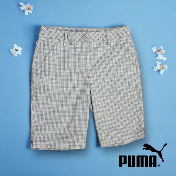 Puma Light Blue/White/Navy Plaid Bermuda Shorts - Picture 12 of 12
